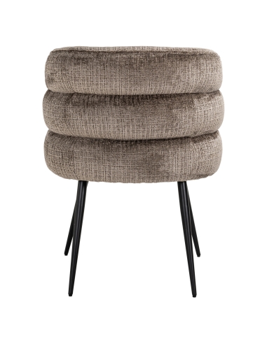 Taupe grey chenille dining chair with metal base, STELLA design