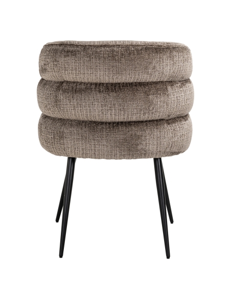 Silla de comedor de chenilla gris topo con base metálica de diseño STELLA
