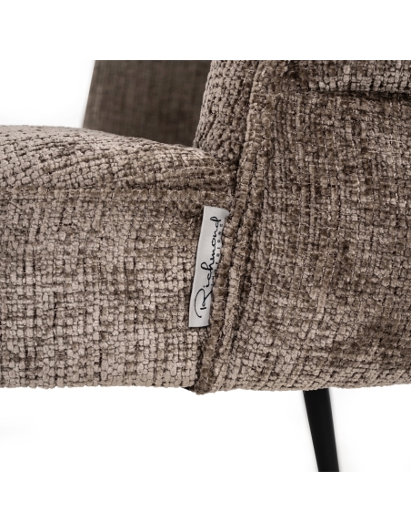 Silla de comedor de chenilla gris topo con base metálica de diseño STELLA