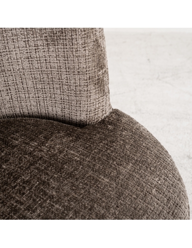 Silla de comedor de chenilla gris topo con base metálica de diseño STELLA