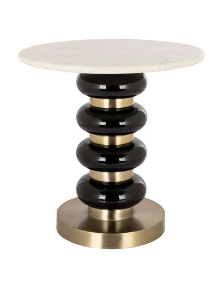 Mesa de apoio mármore branco base preta empilhada design BOANN