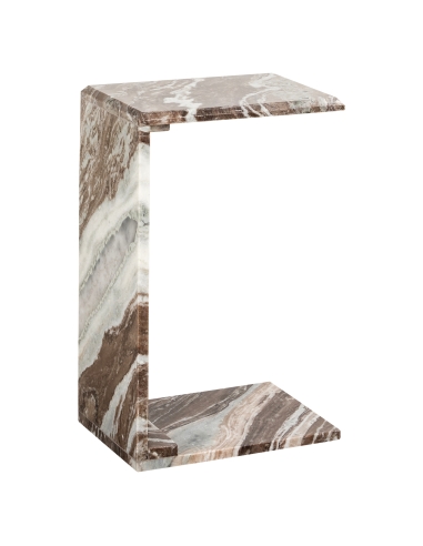 Blush beige marble C-shaped side table TOVEK