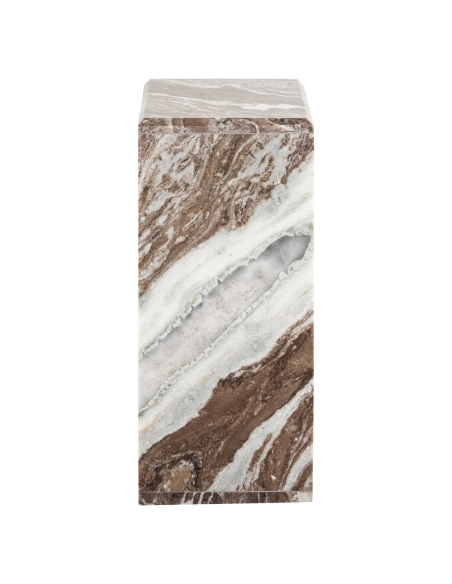 Blush beige marble C-shaped side table TOVEK