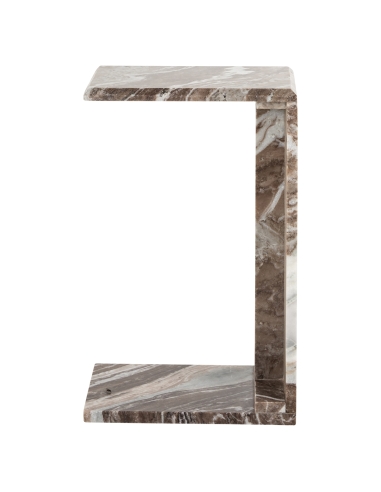 Table d'appoint marbre blush beige forme en C design TOVEK