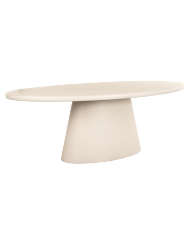 Tavolo da pranzo ovale finitura gesso beige piede centrale design CLAYTON