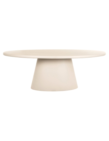 Tavolo da pranzo ovale finitura gesso beige piede centrale design CLAYTON