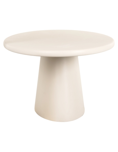 Mesa de jantar oval acabamento em gesso bege pé central design CLAYTON