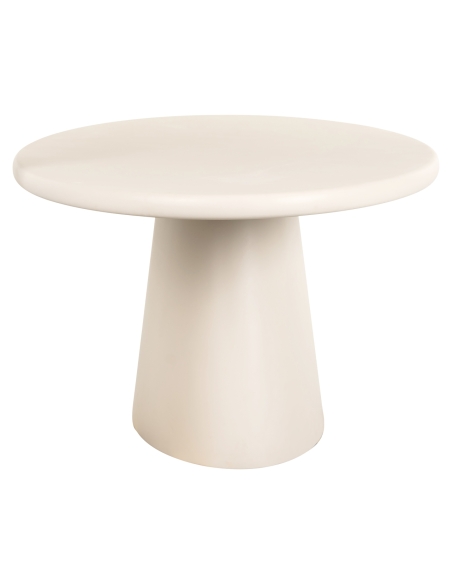 Table à manger ovale finition plâtre beige pied central design CLAYTON