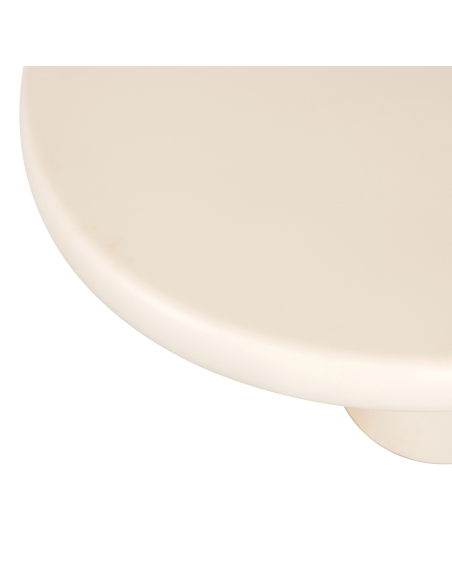 Mesa de comedor ovalada acabado yeso beige pie central diseño CLAYTON