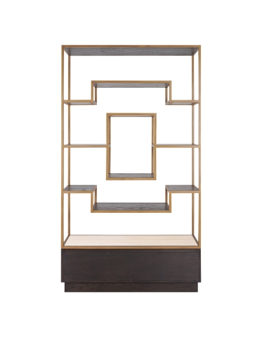 Vitrine chêne et laiton doré CLAREMONT | Loft Attitude