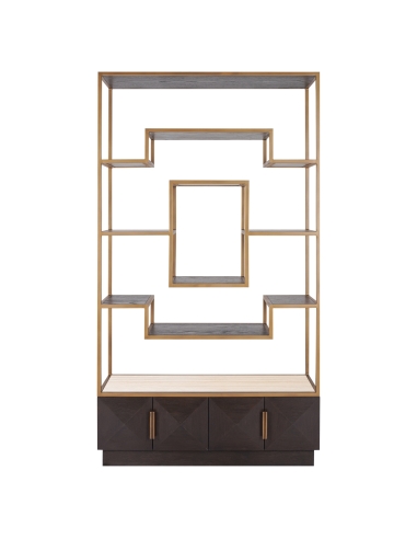 Vitrine chêne et laiton doré CLAREMONT | Loft Attitude