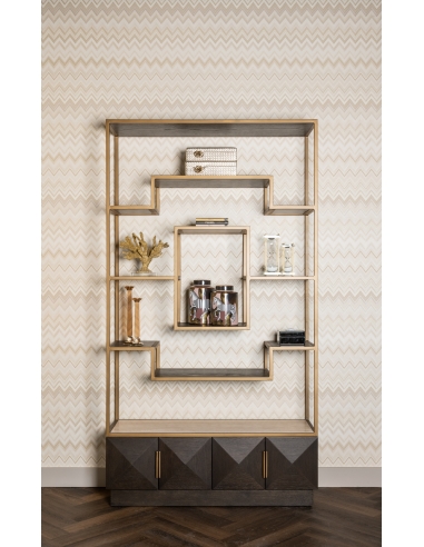 Oak and gold brass display cabinet CLAREMONT | Loft Attitude