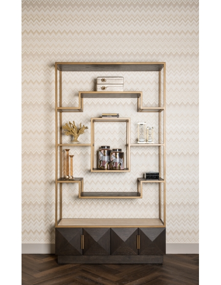 Vitrine aus Eiche und vergoldetem Messing CLAREMONT | Loft Attitude