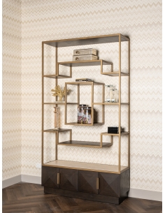 Oak and gold brass display cabinet CLAREMONT | Loft Attitude 2