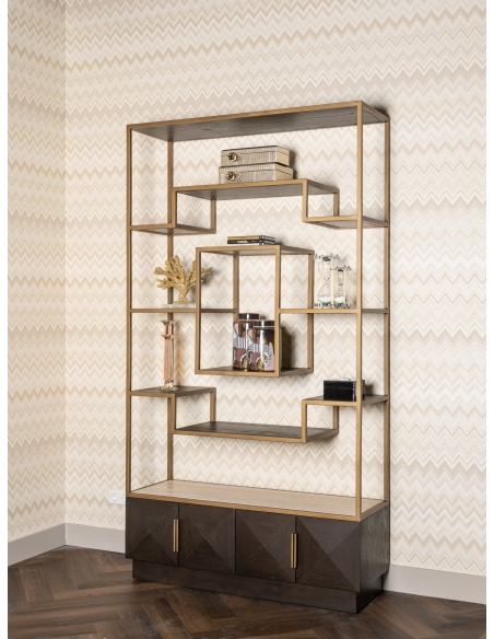 Vitrine aus Eiche und vergoldetem Messing CLAREMONT | Loft Attitude