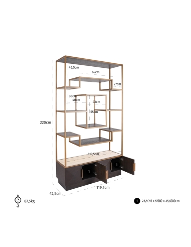 Vitrine aus Eiche und vergoldetem Messing CLAREMONT | Loft Attitude