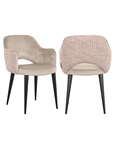Cadeira em veludo rosa e cáqui GIOVANNA | Loft Attitude