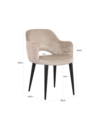Sedia in velluto rosa e kaki GIOVANNA | Loft Attitude