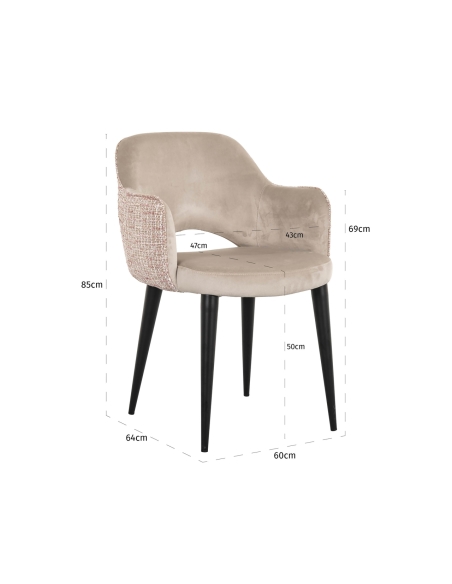 Pink and khaki velvet chair GIOVANNA | Loft Attitude