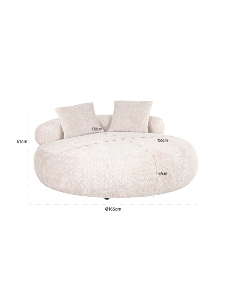 Divano rotondo bouclé crema TIVOLA | Loft Attitude