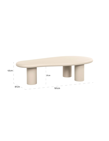 Mesa de centro revestida bege 160x80 CLAYTON | Loft Attitude
