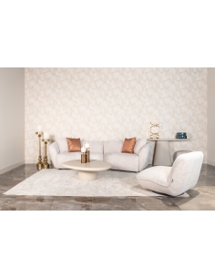 Round beige-coated coffee table CLAYTON | Loft Attitude 2