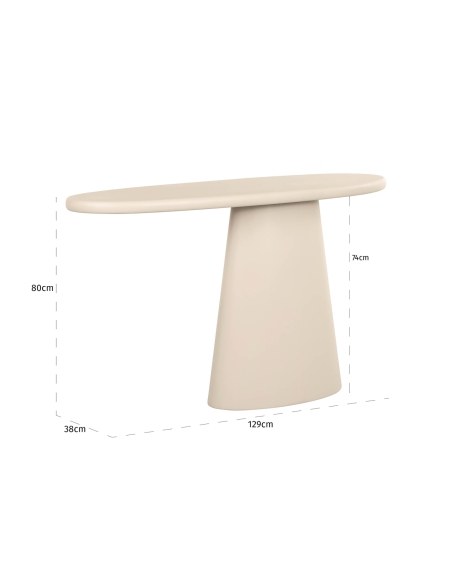 Ovale Konsole mit beigem Überzug CLAYTON | Loft Attitude