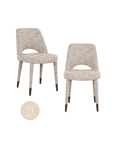 Beige geweven stoffen stoel set van 2 CECILIA | Loft