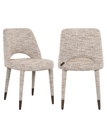 Beige woven fabric chair set of 2 CECILIA | Loft