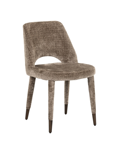 Chaise chenille taupe ignifugée lot de 2 CECILIA