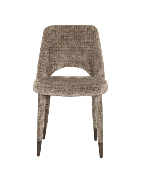 Taupe fire-retardant chenille chair set of 2 CECILIA