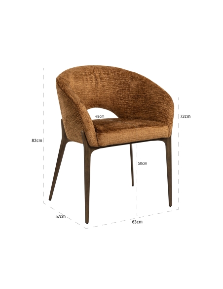 Stuhl aus cognacfarbenem Stoff KENZI | Loft Attitude Deko