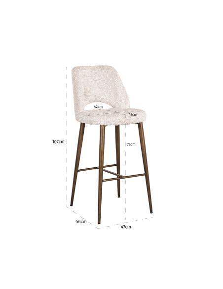 Taburete de bar crema patas doradas DELPHINE | Loft