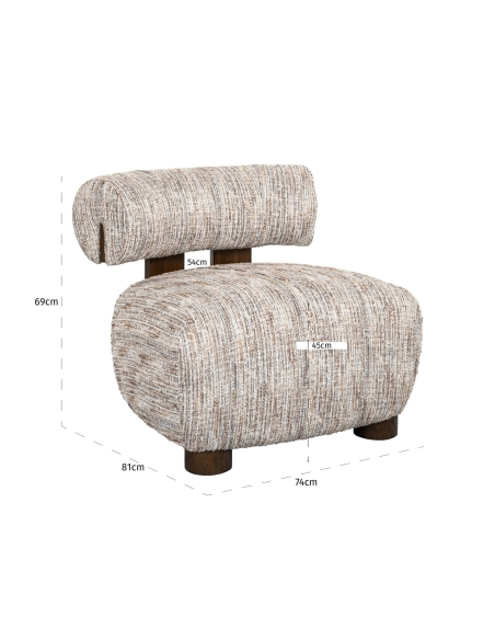 Fauteuil cocon tissu taupe ARABELLA | Loft Attitude