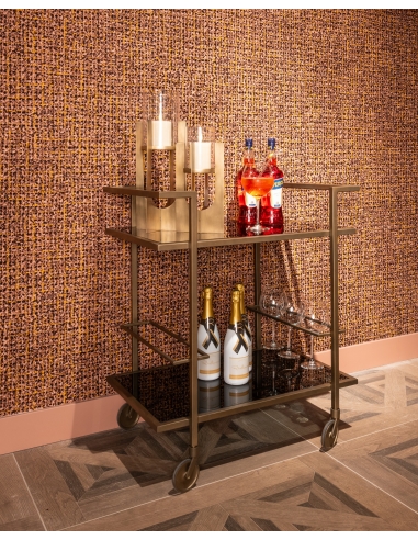 Gebürsteter goldfarbener Servierwagen XO | Designmöbel Loft Attitude