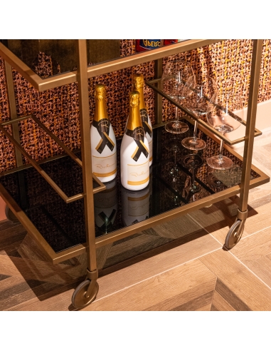Gebürsteter goldfarbener Servierwagen XO | Designmöbel Loft Attitude