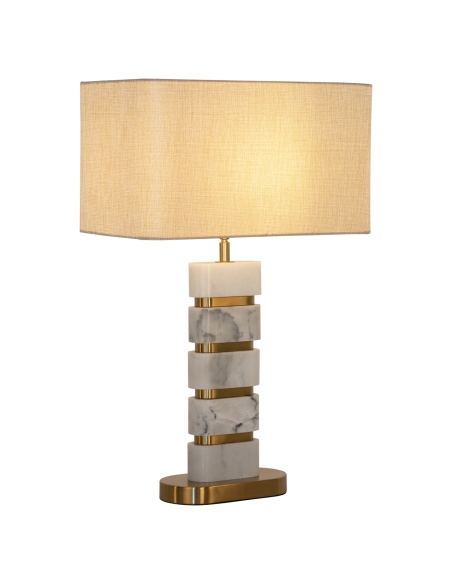 Candeeiro de mesa em mármore branco e latão dourado LENORE