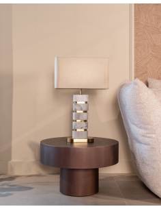 Lampada da tavolo in marmo bianco e ottone dorato LENORE 2