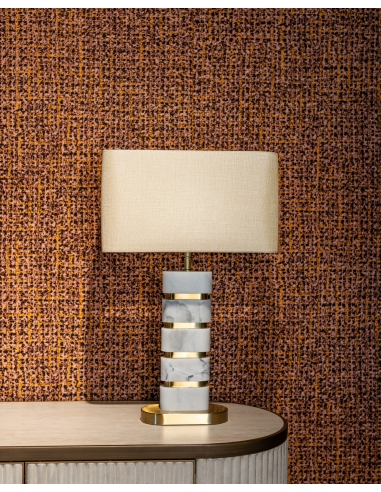 Lampada da tavolo in marmo bianco e ottone dorato LENORE