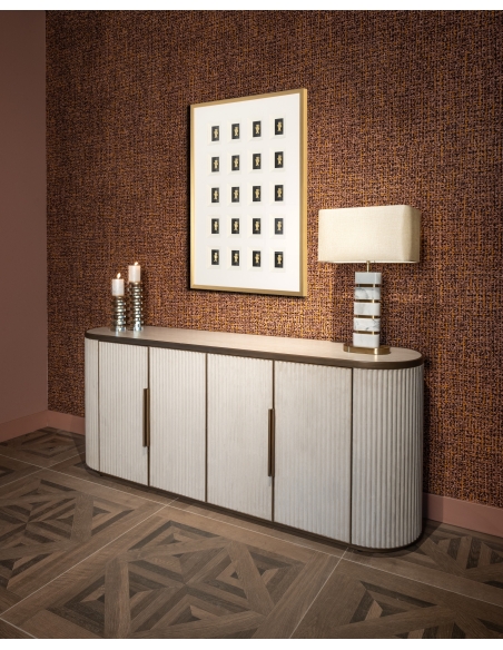 Candeeiro de mesa em mármore branco e latão dourado LENORE