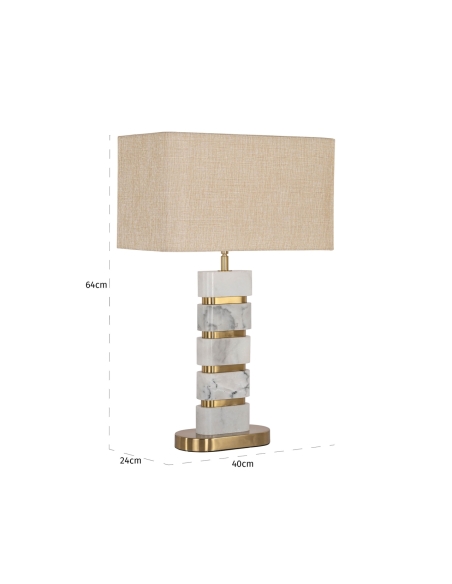 Lampada da tavolo in marmo bianco e ottone dorato LENORE