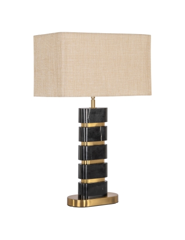 Candeeiro de mesa em mármore preto e latão LEVINA | Decoração