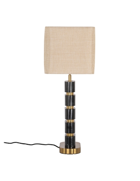 Lámpara de mesa de mármol negro y latón LEVINA | Decoración