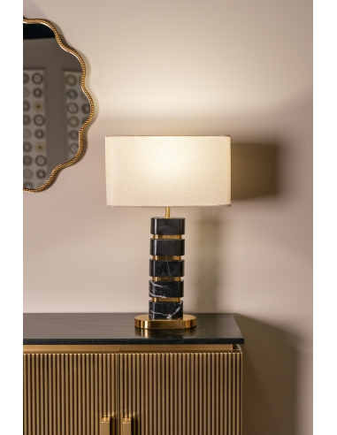 Tischlampe aus schwarzem Marmor und Messing LEVINA | Deko