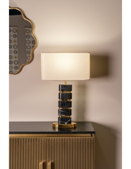Candeeiro de mesa em mármore preto e latão LEVINA | Decoração