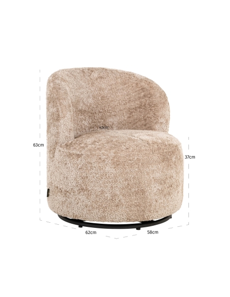 Swivel children's armchair in sheepskin JACKIE