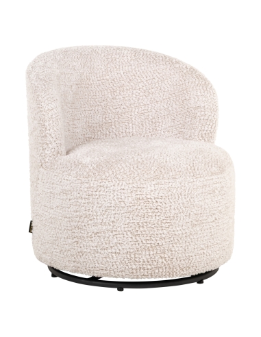 Cream chenille swivel children's armchair JACKIE