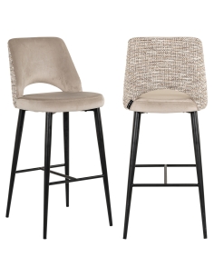 Tabouret de bar velours kaki ignifugé TABITHA