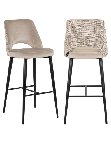 Fire-retardant khaki velvet bar stool TABITHA
