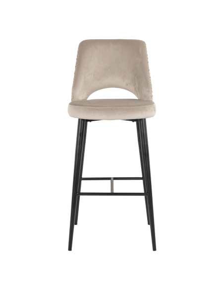 Fire-retardant khaki velvet bar stool TABITHA